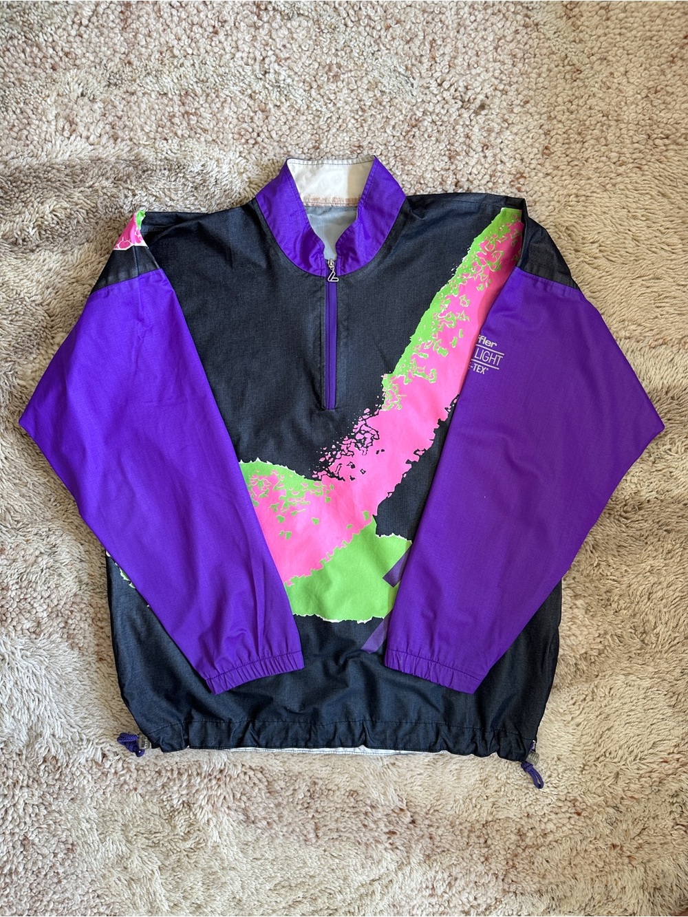 Vintage 90s Loffler Ultra Light Gore-Tex Geometric Pattered Windbreaker Small